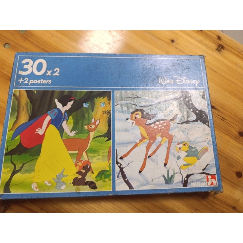 Puzzles vintages Bambi et blanche neige 30 pièces