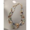 collier vintage double rang en perles de verre et quartz