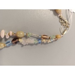 collier vintage double rang en perles de verre et quartz