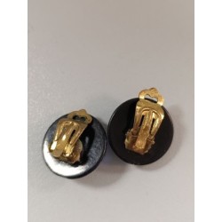 Boucle d'oreilles vintage clips noires à facettes