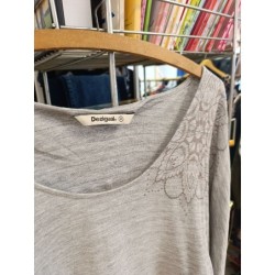 tshirt manches longues desigual rose gris taille M