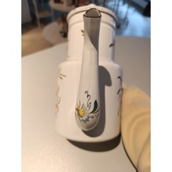 Cafetière métal décors fleurs vintage