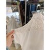 tshirt blanc dentelle manches papillons ouvertes épaules taill s-m