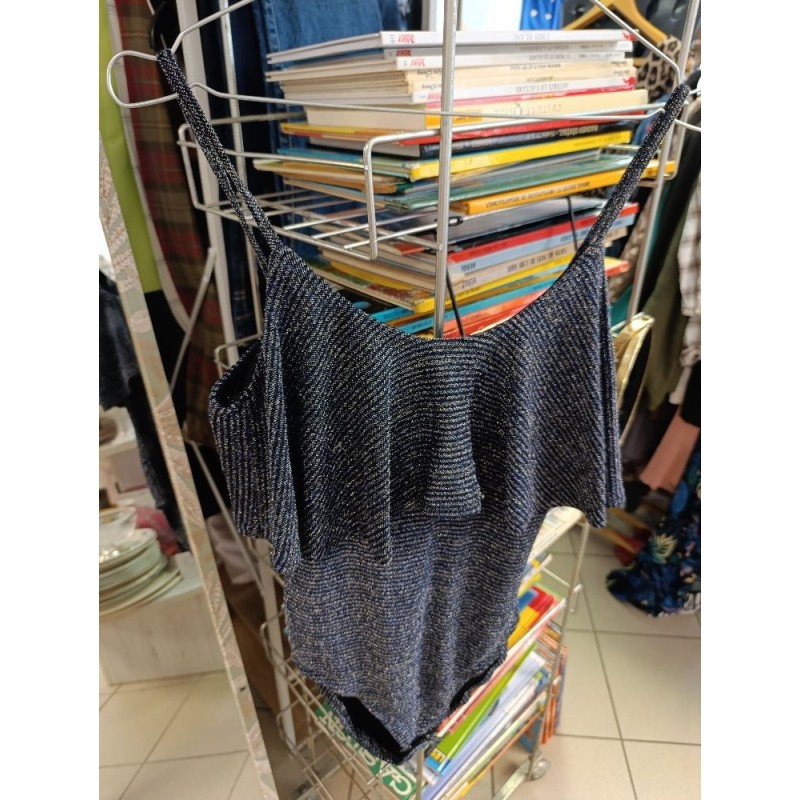 body débardeur bleu pailleté taille S 