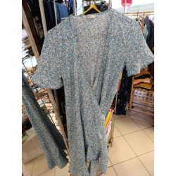 robe bleue fleur blanches...