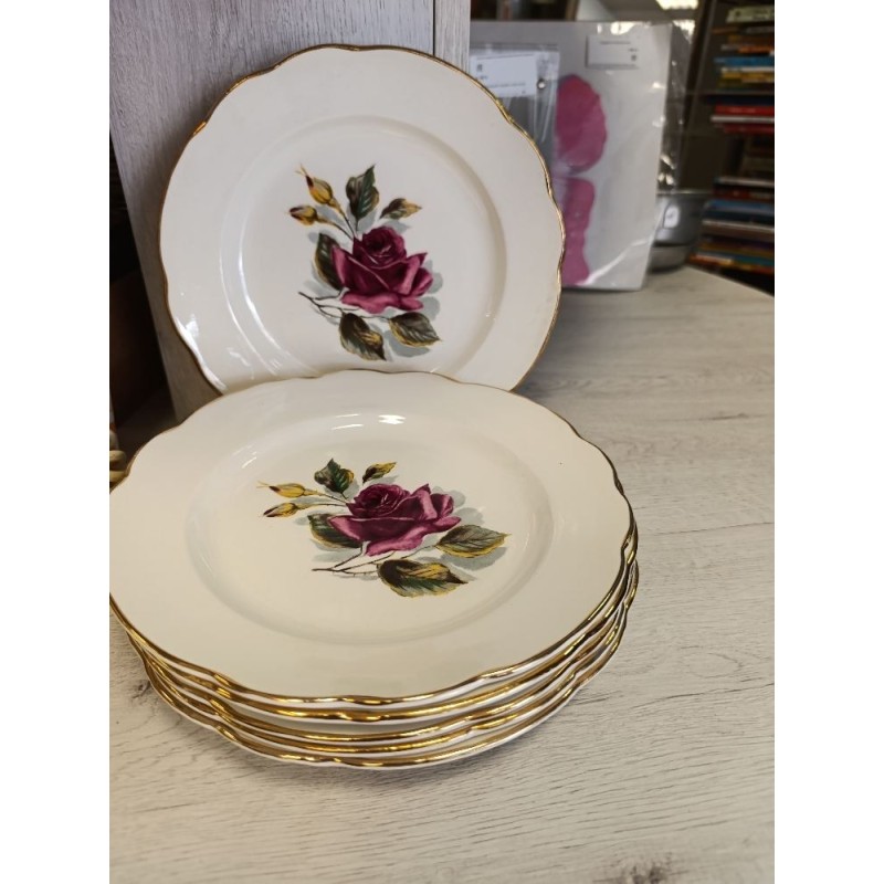 assiette plate Gien Chambord rose anglaise