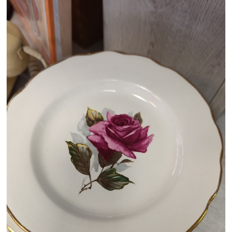 assiette à dessert chambord Gien rose anglaise