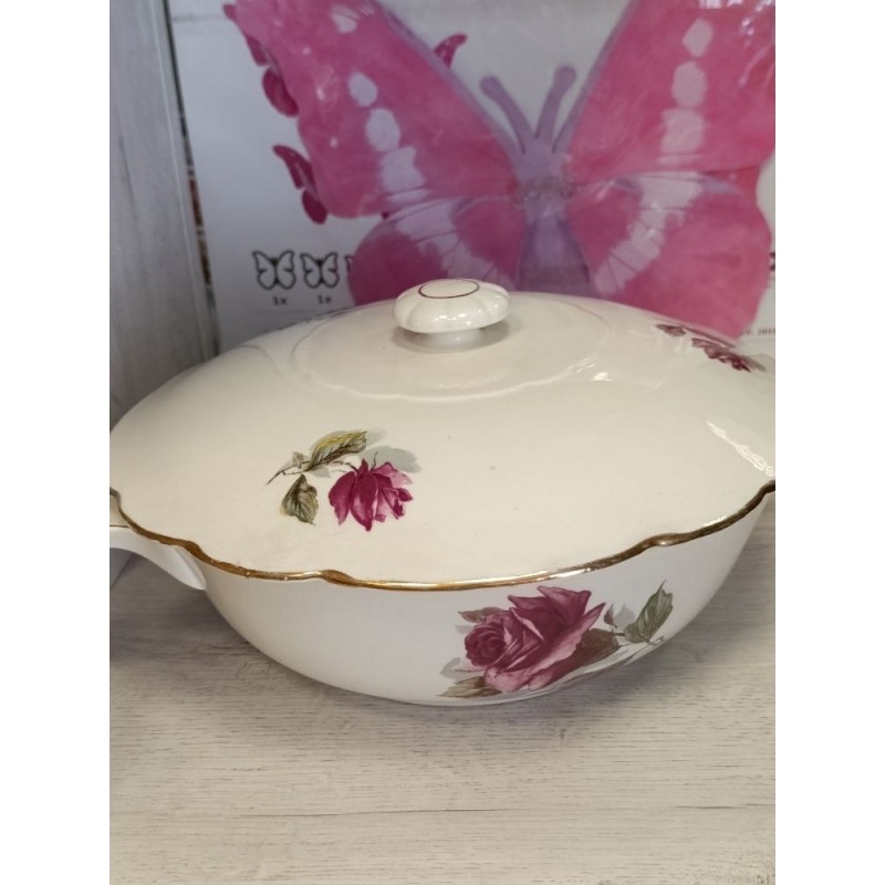 soupière vintage Gien Chambord rose anglaise