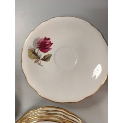 lot de 12 tasses + sous tasses vintages Gien Chambord rose anglaise
