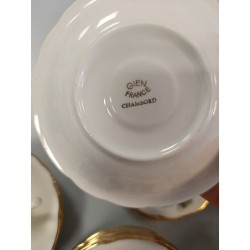 lot de 12 tasses + sous tasses vintages Gien Chambord rose anglaise