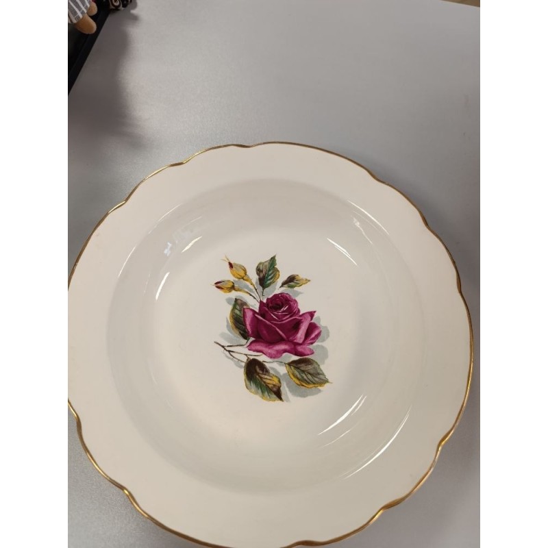 plat rond creux vintage chambord Gien rose anglaise