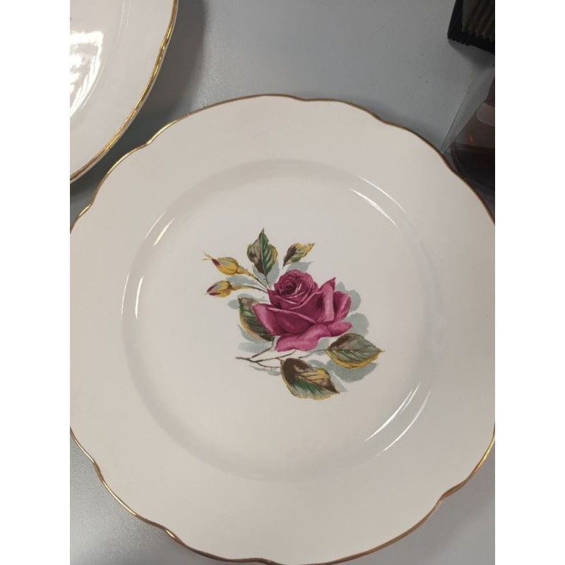 plat rond vintage chambord gien rose anglaise