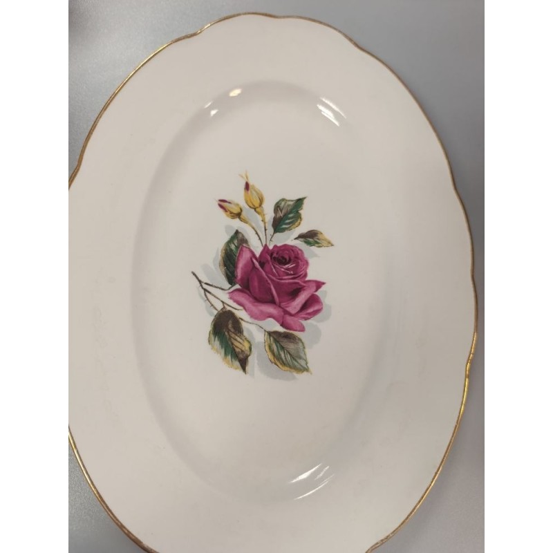 plat ovale vintage Gien chambord rose anglaise