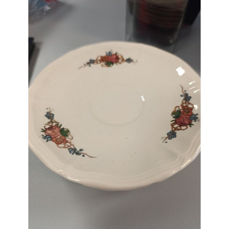 sous tasse sarreguemines alsacien Loux 3 fleurs