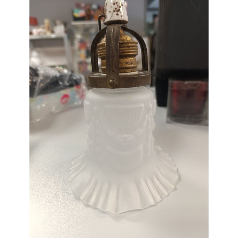abats jour tulipe en pâte de verre motif empire + douille