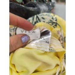 robe jaune très longue à bretelles motifs tropicaux taille m