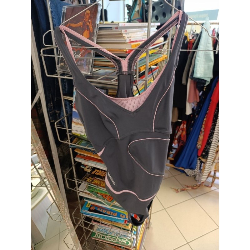 maillot de bain 1 pièce rose et gris tribord taille 38