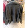 veste en cuir vintage noir tirant sur brun taille 56