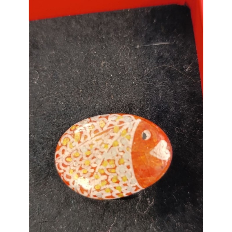bague galet poisson orange réglable