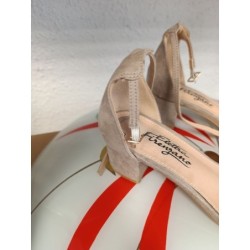 sandale peau de pêche beige strass 38