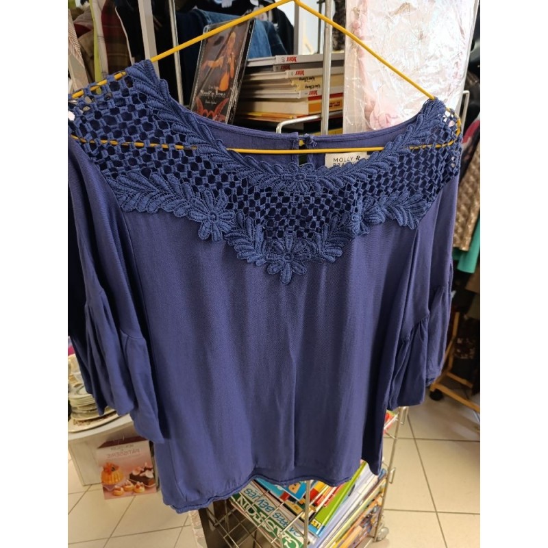 tunique manches 3/4 couleur bleu marine lavande molly bracken S/M
