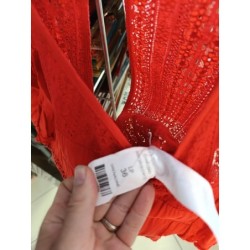 combishort rouge cotonnade et dentelle taille 36