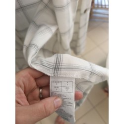 veste blanches fin carreaux noir tissu type lin taille S