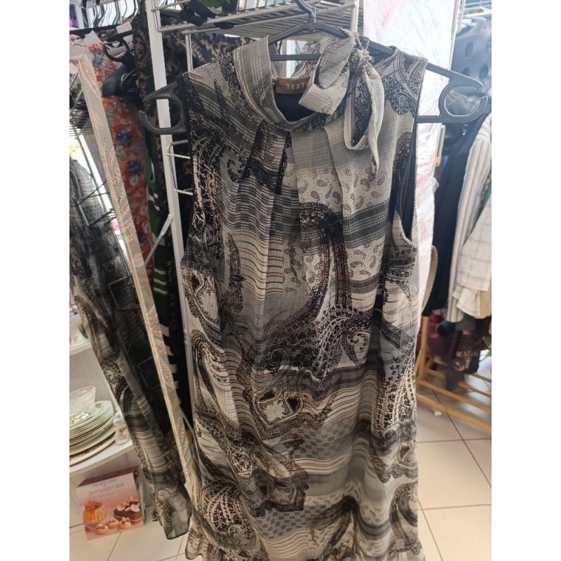 Robe sans manches légère Texto marron motif cachemire taille 36-38