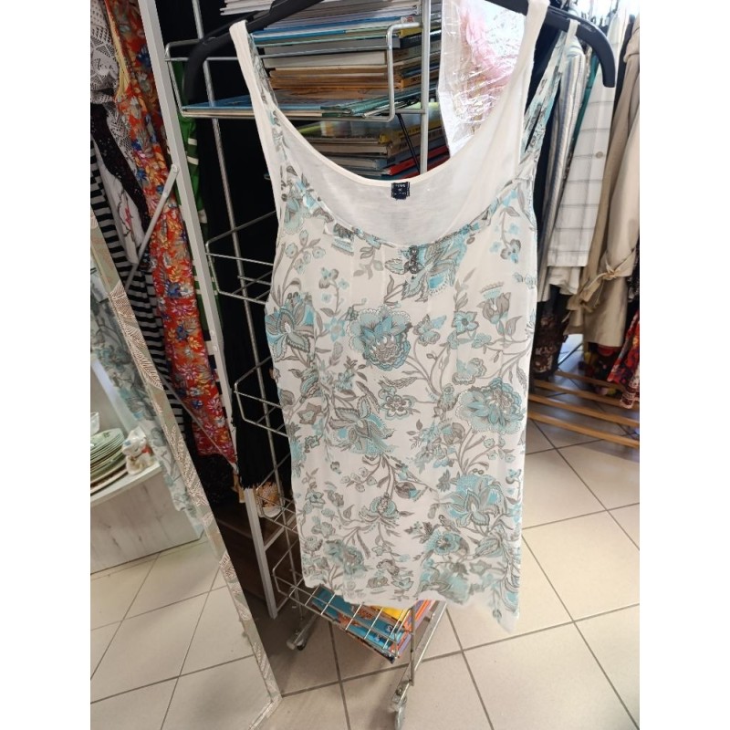 robe fine cotonnade terre de marin bleu turquoise blanche taille 36