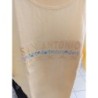 Tshirt souvenir san Antonio texas jaune pastel broderie florale et strass taille M