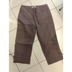 pantacourt marron broderies...