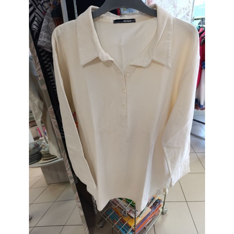 polo manches longues blanc cassé