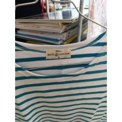 marinière blanc et turquoise taille M