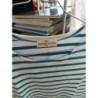 marinière blanc et turquoise taille M