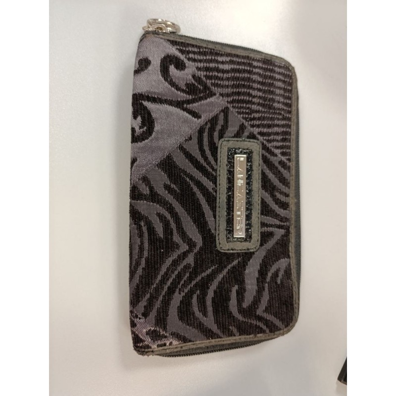 portefeuille lancaster velours motif zébré gris et noir