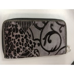 portefeuille lancaster velours motif zébré gris et noir