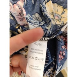 robe été bleu marine à fleurs col V devant et dos smock taille taille 42/44