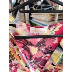 haut d'été sans manches col v motifs floraux-tropicaux colorés taille 42/44