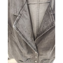veste en jeans gris strass taille 46 