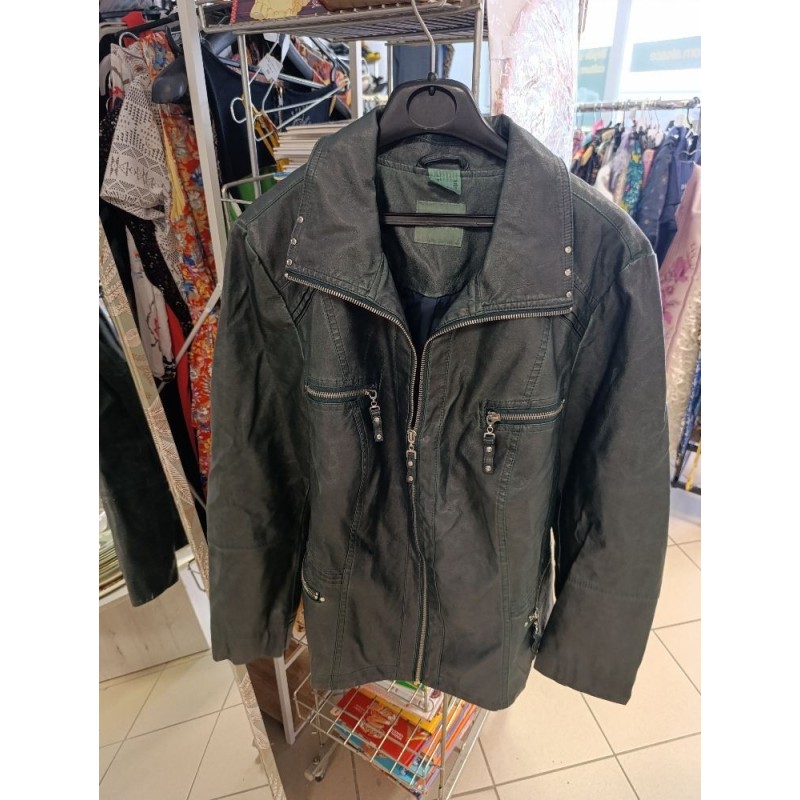 Veste en simili cuir verte taille 46 Mona