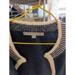 gilet bleu marine et blanc style vintage blanche porte taille 46-48