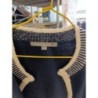 gilet bleu marine et blanc style vintage blanche porte taille 46-48