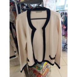 gilet crème et noir chic vintage taille 46/48 blancheporte