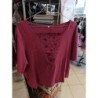 tshirt couleur vieux broderies fleurs rose taille 46