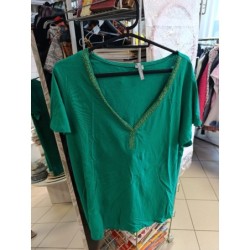 tshirt col v brillant vert...