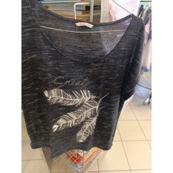tshirt gris foncé motif...