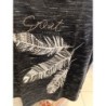 tshirt gris foncé motif plumes camaieu taille 46