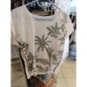 blouse manches courtes en mailles fines motif palmiers & strass taille 1