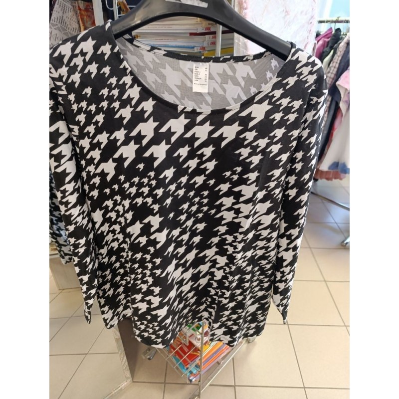 tshirt manches longues motif pieds de poule taille 50
