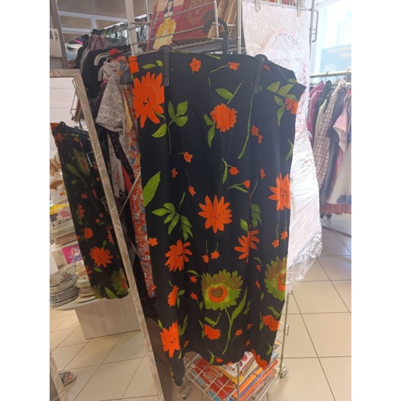 jupe paréo vintage fleurs orange taille 54/56